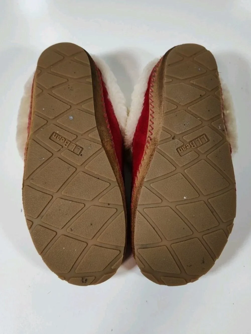 L.L.Bean Wicked Good Slippers Squam Lake Red Suede Lined Lamb Wool Women's 9M - Picture 8 of 10